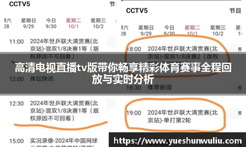 高清电视直播tv版带你畅享精彩体育赛事全程回放与实时分析
